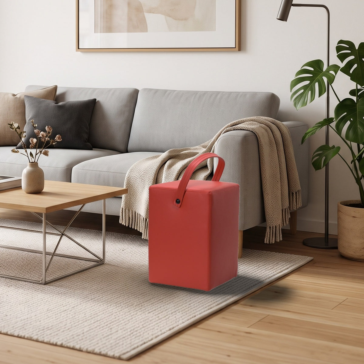 Hocker Linus Rot im Wohnzimmer